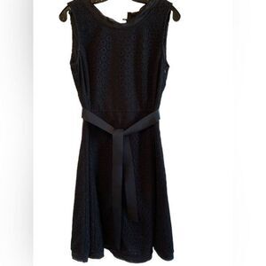 Armani Collezioni Black Eyelet Scoop Neck Dress Sz 6
